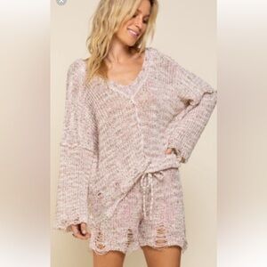 🆕 POL Distressed Knit Shorts